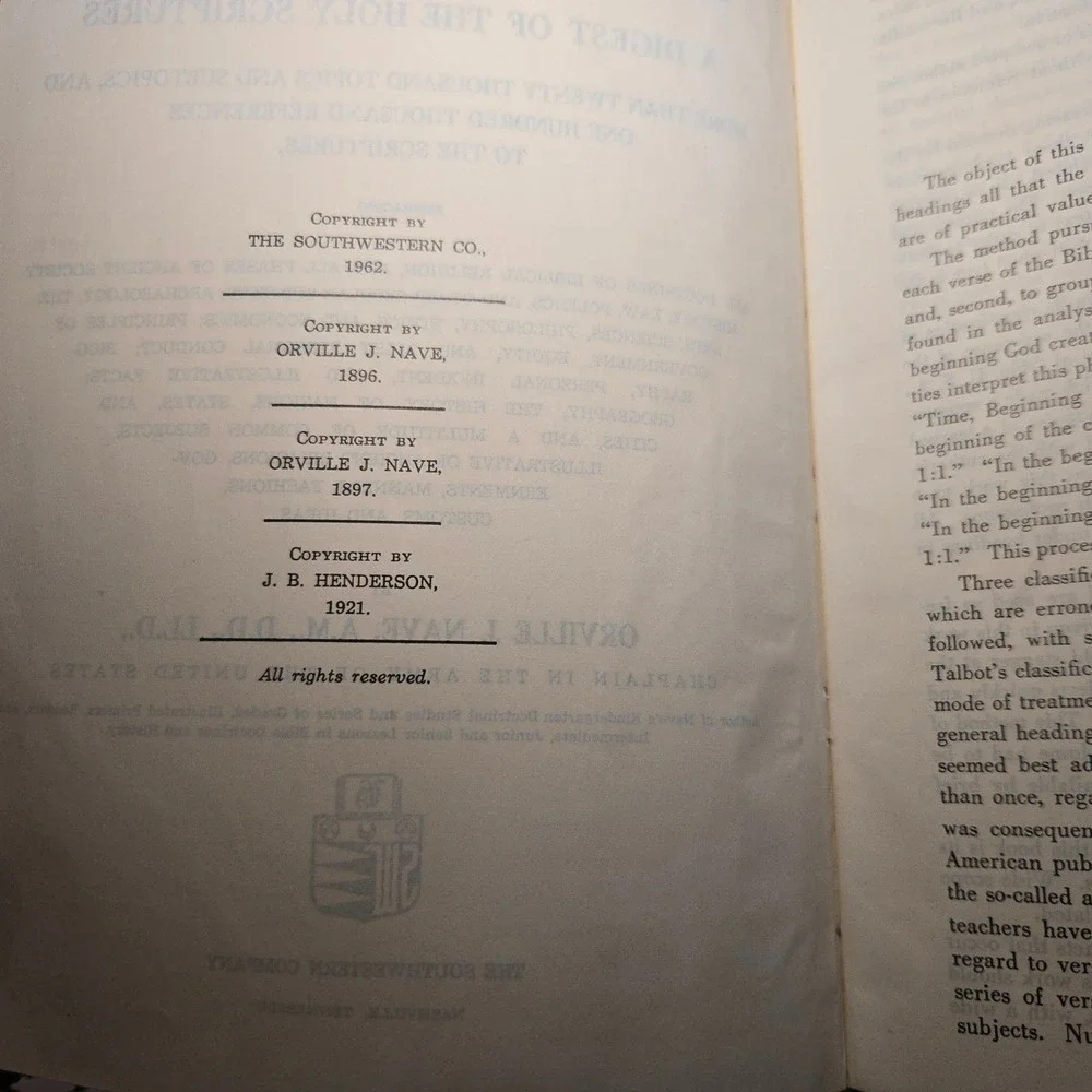 VTG 1976 Naves Topical‎ Bible Black Leather Thumb Index Holy Scripture Study GUC